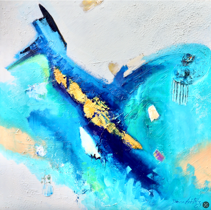 Abstrakte Meereslandschaft mit Gold – Tiefsee-Ästhetik