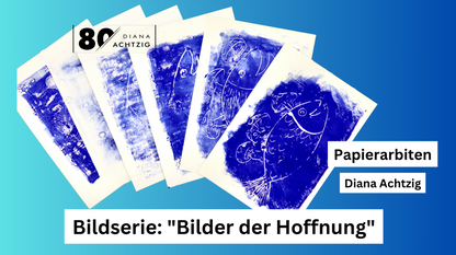 Bilder der Hoffnung: "Blauer Fisch mit Pilzen" –  2 x Monotypien, A3,