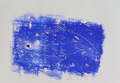 „Fisch und Kirche“ – Monotypie, A 3, Spirituelle Kunst - Bilder der Hoffnung