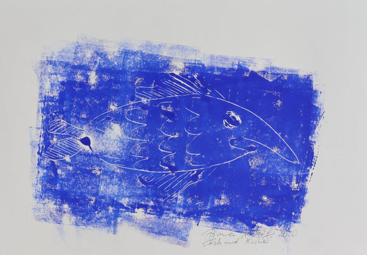 „Fisch und Kirche“ – Monotypie, A 3, Spirituelle Kunst - Bilder der Hoffnung