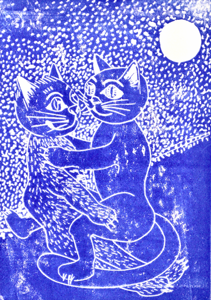 Kunst –„Katzenliebespaar“ – Ein Symbol für Liebe, A4