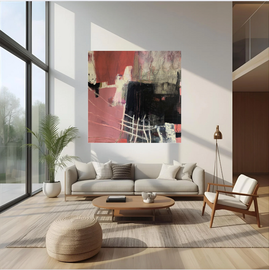 VERKAUFT „Abstrakte Meereslandschaft mit Gold VI." Ölgemälde 200 x 200 Tiefsee-Ästhetik