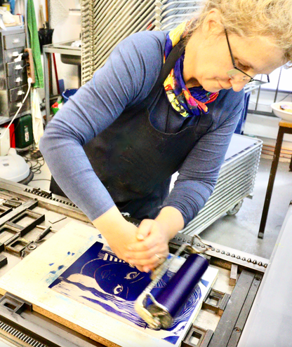 Bilder der Hoffnung: "Blauer Fisch mit Pilzen" –  2 x Monotypien, A3,