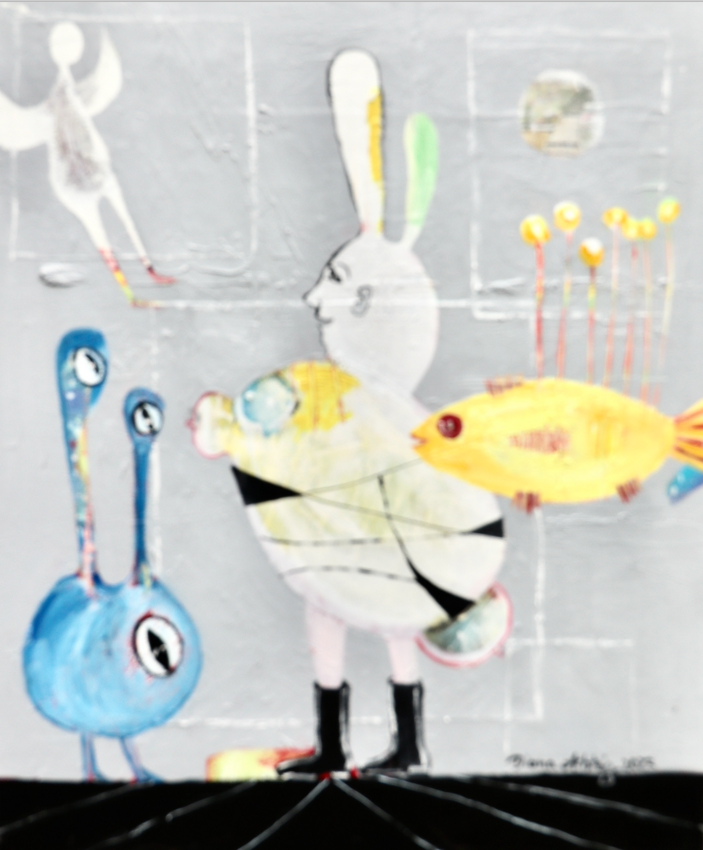 Gemälde: "Goldfisch mit Engel nach Paul Klee" Ölbild von Diana Achtzig