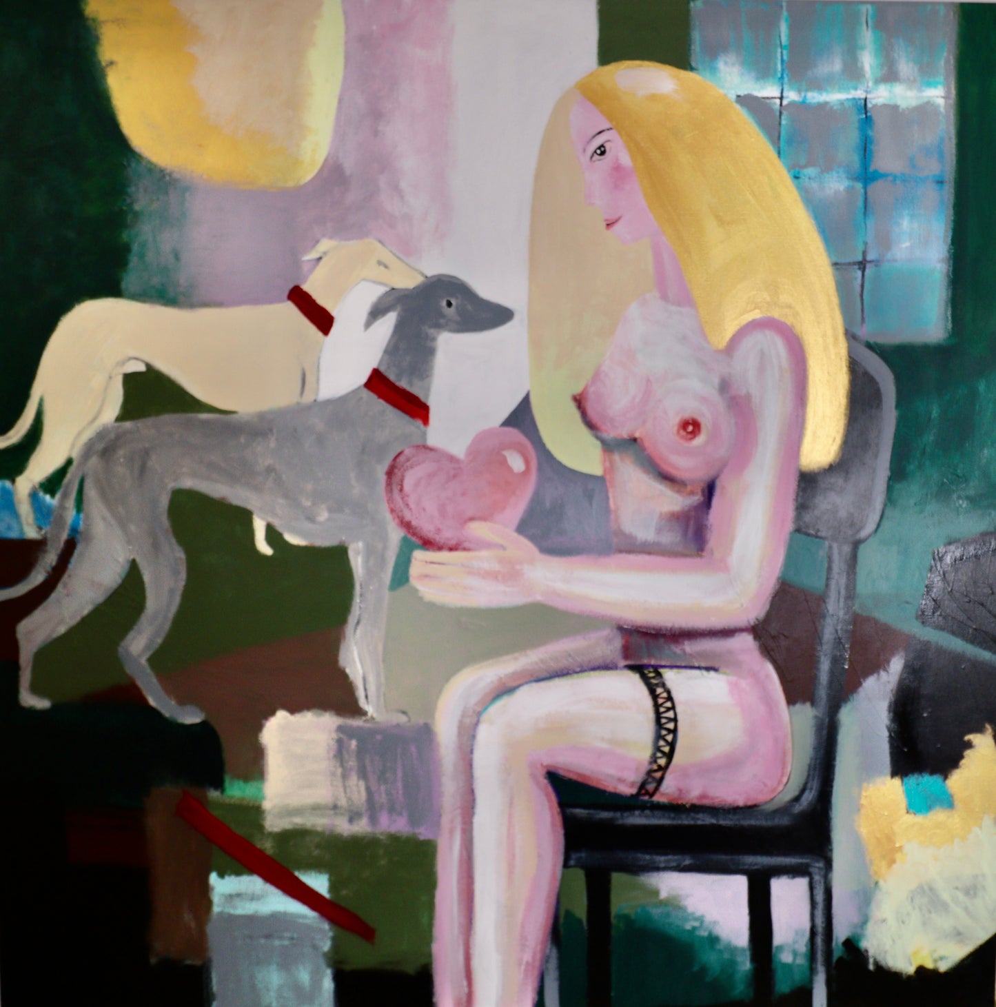 Erotik: „Aktbild einer jungen Frau mit Hunden“