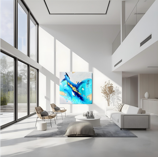 Abstrakte Meereslandschaft mit Gold – Tiefsee-Ästhetik