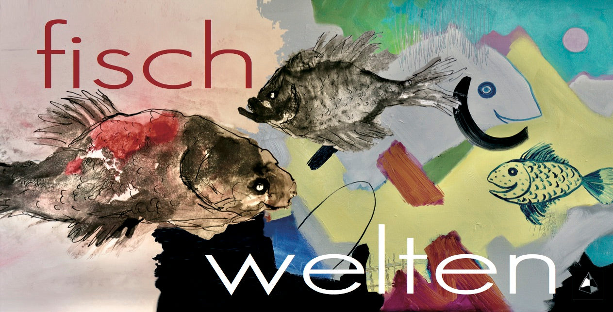 Gemälde: „Love Me mit rotem Fisch“ - Roter Fisch - Mädchen- und Tierportrait